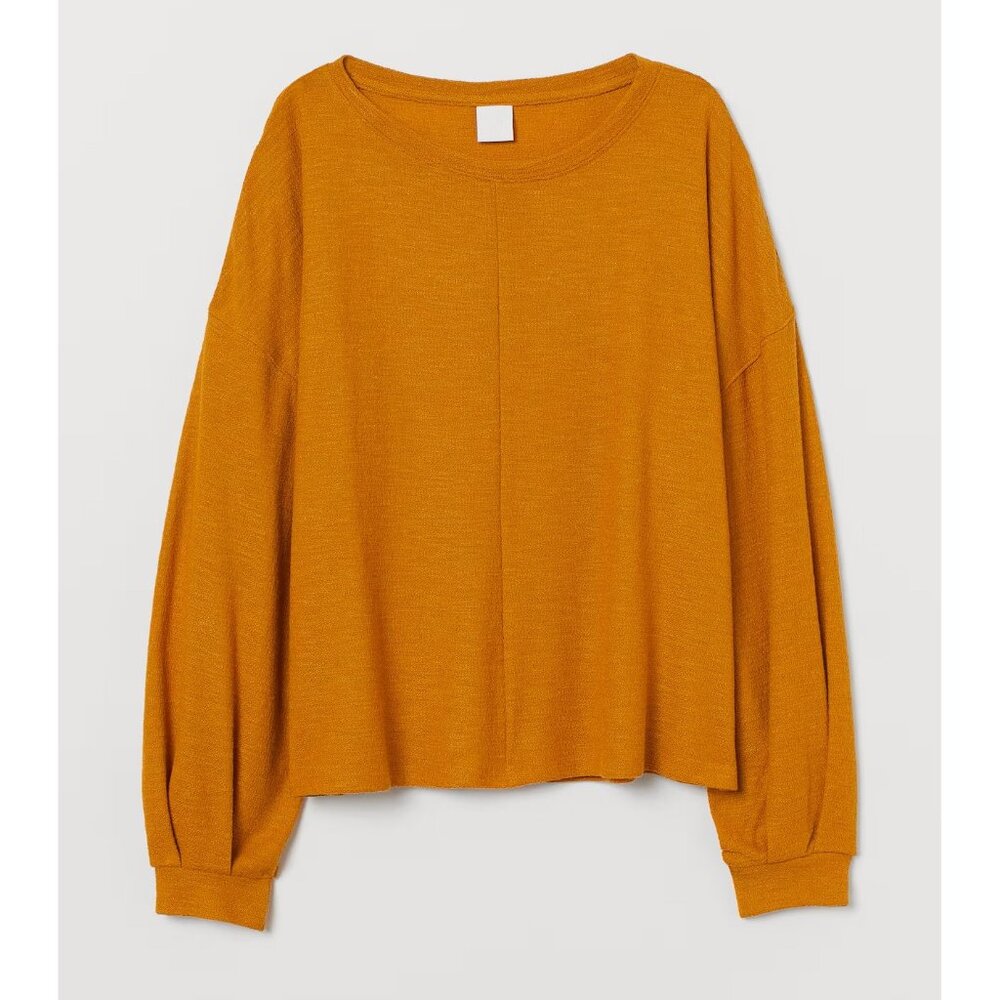 Womens Plus Sz 1X  H&M Crepe Top With Wide Sleeves Fitted Cuffs Bohemian